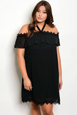 Pretty little thing black satin dress: Plus size outfit,  FASHION  