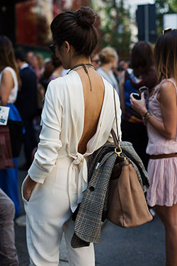 Backless summer jumpsuit street style: Romper suit,  Backless dress,  Street Style,  Bare Back Dresses  