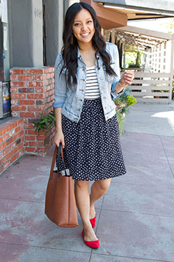 OMG! These are really cute flats skirt, Jean jacket: Jean jacket,  Ballet flat,  Denim jacket  