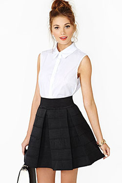 Falda juvenil outfit formal, Formal wear: Skater Skirt,  Formal wear,  Skirt Outfits  