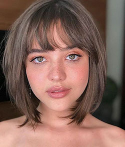 Thin bangs short hair, Short hair: Bob cut,  Brown hair,  Short hair,  Pixie cut,  Layered hair,  Short Hairstyle  