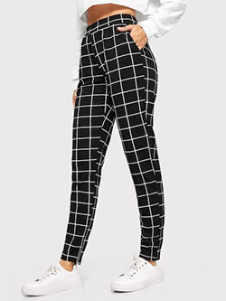 Finest tips for shein grid pants, Slim-fit pants: Slim-Fit Pants,  Plaid Pants  