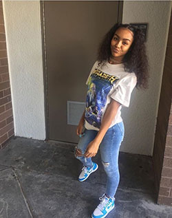 This black girl is looking beautiful in this White T-Shirt!: School Outfit,  Casual Outfits,  Black Swag Outfits  