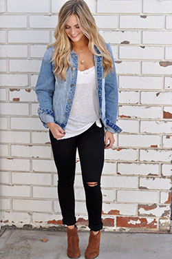 Jean jacket fall outfits, Casual wear: Jean jacket,  Casual Outfits,  Jacket Outfits  