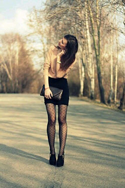 Falda con medias de puntos: Outfit With Tights  