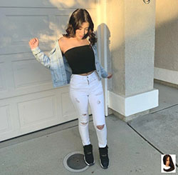 Combina el pantalon blanco adolecentes: Ripped Jeans,  fashion blogger,  Baddie Outfits,  Casual Outfits  