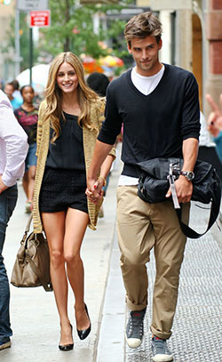 Summer outfit ideas stylish couples, Olivia Palermo: Olivia Palermo,  Black Shorts,  Johannes Huebl  