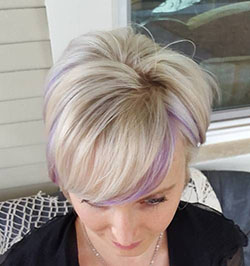 Purple highlights in short hair: Bob cut,  Long hair,  Hair Color Ideas,  Short hair,  Pixie cut,  Hair highlighting  