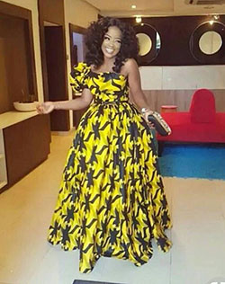 Yellow african print dress, African Dress: Evening gown,  African Dresses,  Vintage clothing,  Maxi dress,  Lobola Outfits  