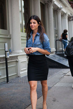 Denim shirt and pencil skirt: Jean jacket,  shirts,  Pencil skirt,  Denim jacket,  Denim Shirt  