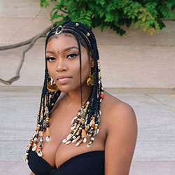 African beads for braids, Box braids: Box braids,  Braids Hairstyles,  Black hair  