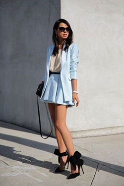 Nice ideas to protect blue skirt ootd, Dress shirt: High-Heeled Shoe,  shirts,  tailored suit,  Skirt Outfits  