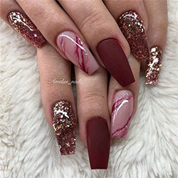 Coffin fall nail designs, Nail art: Nail Polish,  Nail art,  Gel nails,  Artificial nails  