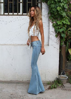 Flare jeans boho outfit, Wedding dress: Retro style,  Boho Dress,  Bootcut Jeans  