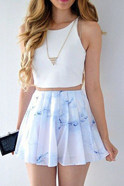 Summer cute skirt outfits, Casual wear: Crop top,  Skater Skirt,  Casual Outfits,  Skirt Outfits,  Swing skirt  