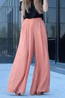 High waisted pants fashion pink: Crop top,  Pant Outfits,  Palazzo pants,  Capri pants  