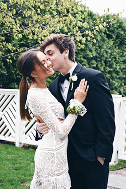 Nice try for cute homecoming couples, Wedding dress: Backless dress,  Wedding dress,  Evening gown,  Floral design,  couple outfits  