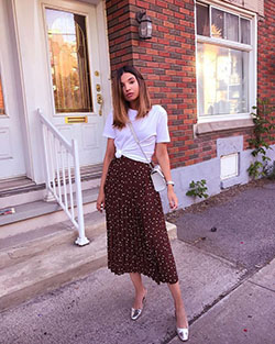 Winter Outfits For Church, Polka dot, Floral Skirt: Long Skirt,  Swing skirt,  Church Outfit,  Casual Outfits,  Sunday Church Outfit  