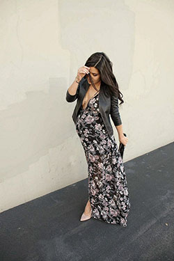 Get this look ropa para embarazadas, Maternity clothing: Leather jacket,  Lapel pin,  Maternity clothing,  Maternity Outfits  