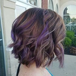 Brown hair purple highlights: Bob cut,  Brown hair,  Hair highlighting,  Blue hair,  Black hair  