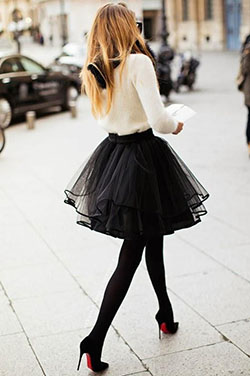 Tulle skirt black tights, Ballerina skirt: Ballerina skirt,  Skirt Outfits  