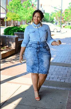 Fashion plus size denim skirt: Denim skirt,  Plus size outfit,  Clothing Ideas  