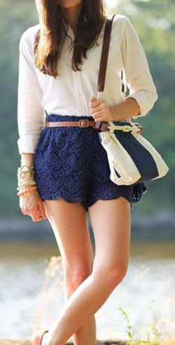 Great photos of navy shorts outfits, Shorts - Navy: Navy blue,  Shorts Outfit  