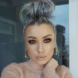 Top Knot Bun Hairstyle Ideas, facial makeup, Eye liner: Long hair,  Hair Color Ideas,  Eye Shadow,  Eye liner,  facial makeup,  Bun Hairstyle  