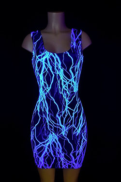 Images of cute neon blue outfit: Glowing Fishnet Outfit,  Glow In Dark,  Neon Dress,  Glow In Night  