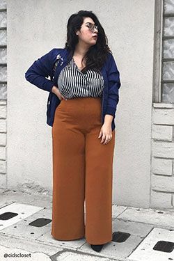 Palazzo pants curvy girl, Plus-size clothing: Crop top,  Slim-Fit Pants,  Plus size outfit,  Palazzo pants  