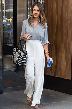 Jessica alba wide leg pants: Slim-Fit Pants,  shirts,  Jessica Alba,  Celebrity Style  