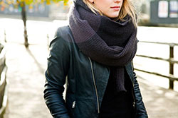 Big scarf leather jacket, Leather jacket: winter outfits,  Leather jacket,  Scarves Outfits,  jacket  