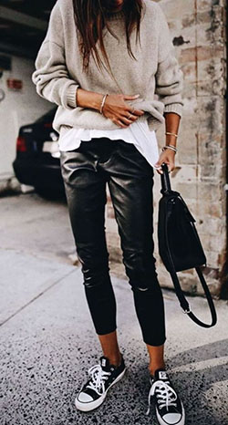 Leather Pant Outfits For Women, Ripped jeans, Slim-fit pants: Slim-Fit Pants,  Leather Pant Outfits  