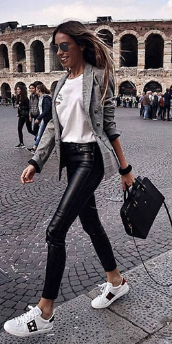 Black leather pants outfit, Leather jacket: Casual Outfits,  Leather Pant Outfits  