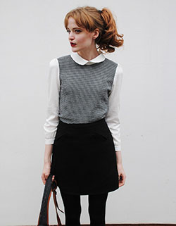 Sweater skirt collar shirt, Dress shirt: shirts,  Skirt Outfits  