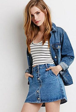 Ideal for you forever 21 denim skirt: Denim skirt,  Denim jacket  