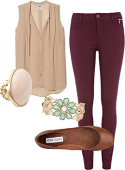 Fashionable Wine Colored Pants Clothing For Fall: Cute Burgundy Pants Outfit,  Casual Outfits  