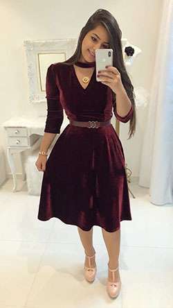 Burgundy Velvet Dress Ideas: Folk costume,  Casual Outfits,  Velvet Outfits  