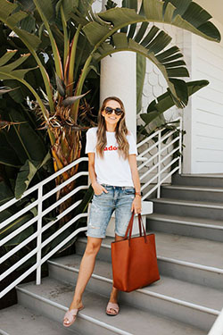 Long shorts women outfit, Bermuda shorts: Bermuda shorts,  Shorts Outfit  