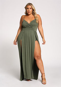 Plus Size Clothing | Plus Size Plunge Two High Slit Maxi Dress | Debshops #PlusS... | Summer Outfit Ideas 2020: Outfit Ideas,  summer outfits,  Dresses Ideas,  Clothing Ideas  