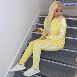 Female Yellow Swag Jordan Outfits: Bralette Outfits,  Cute Jordans Outfits,  Jordans Outfits,  Trendy Jordan  