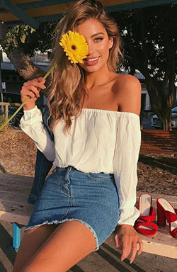 Outfits 2019 summer jean skirt, Denim skirt: Denim skirt,  High-Heeled Shoe,  Trendy Outfits,  Casual Outfits  