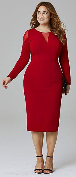 Plus Size Mesh Insert Dress Clothing, Shoes & Jewelry - Wome... Trendy Cocktail Attire For Plus Size Ladies: Plus size outfit,  Cute Cocktail Dress,  Cocktail Dresses,  Cocktail Plus-Size Dress,  Girls Outfit Plus-Size,  Plus Size Party Outfits  