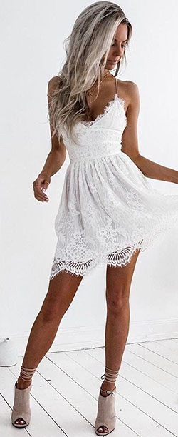 White crochet lace little dress: summer outfits,  Cocktail Dresses,  Backless dress,  Spaghetti strap,  Casual Outfits,  Crochet Dress  