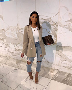 white colour outfit, you must try with trench coat, blazer, jeans: White Jeans,  Trench coat,  White coat  