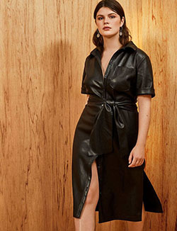 Colour ideas with little black dress, little black dress, trench coat, leather: fashion model,  Trench coat,  Plus size outfit,  Little Black Dress  