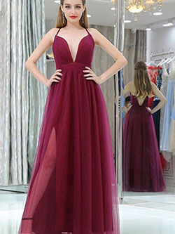 Tulle prom dress double slit: Cocktail Dresses,  Evening gown,  Spaghetti strap,  fashion model,  Prom Dresses,  Formal wear,  Bridal Party Dress,  Pink Outfit  