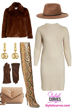 Beige and brown colour outfit ideas 2020 with leggings, uniform, coat: winter outfits,  Plus size outfit,  Beige And Brown Outfit  