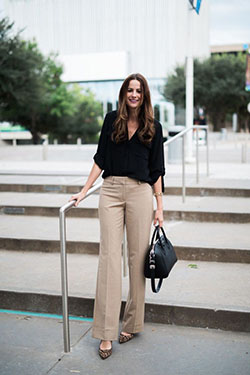 Women wearing khaki pants, business casual, street fashion, casual wear: Business casual,  Street Style,  Casual Outfits,  Classy Fashion  