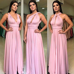 Vestido de festa multiformas bridal party dress, fashion accessory: Bridesmaid dress,  fashion model,  Shoulder strap,  Fashion accessory,  Formal wear,  Bridal Party Dress,  Pink Outfit,  Curvy Prom Dresses  